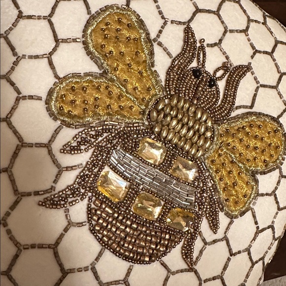 MacKenzie-Childs Cream Pillow with Gold and White Trim - Picture 4 of 4